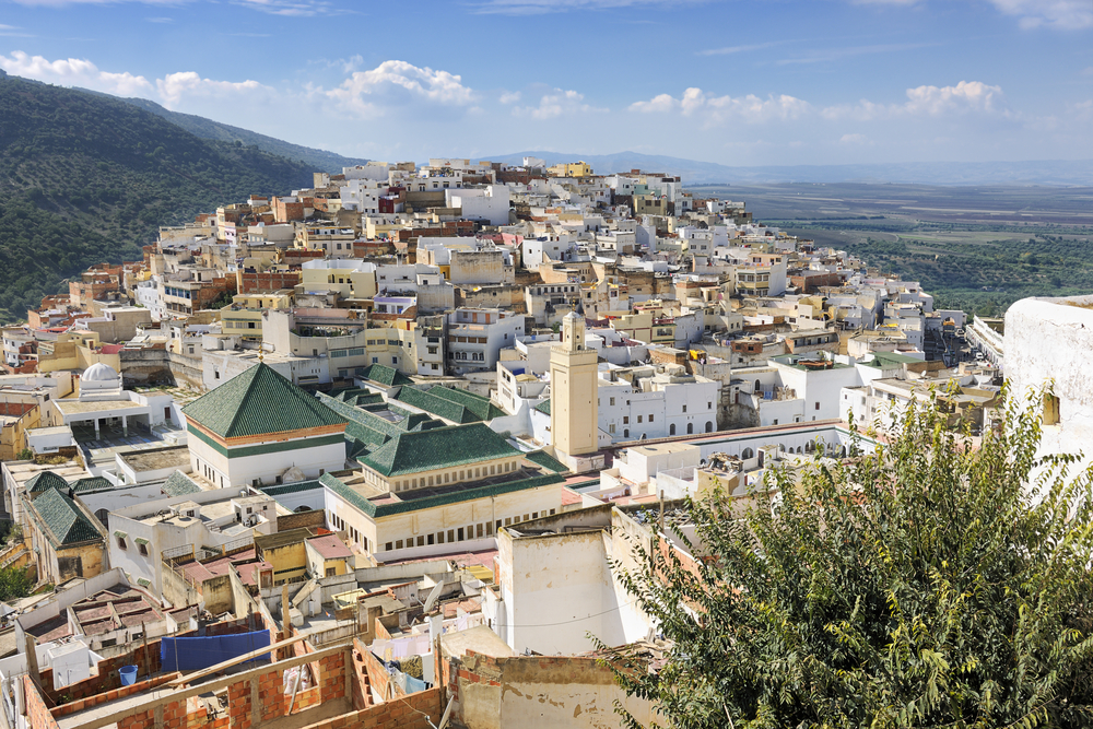 Aerial view over Moulay Idriss